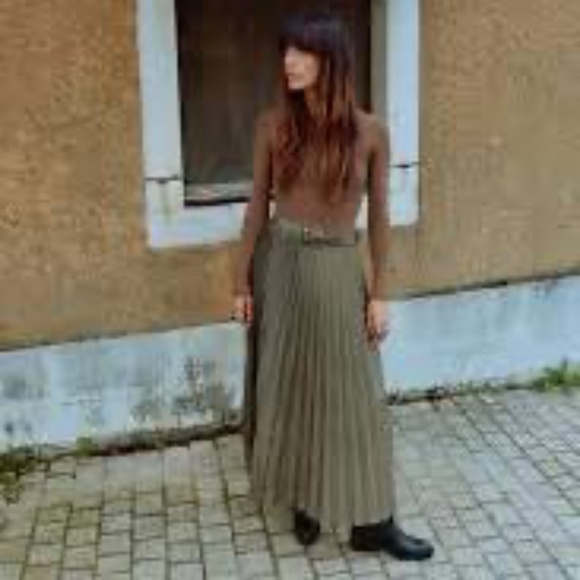 Zara XL Pleated Faux Suede Skirt - Picture 14 of 14